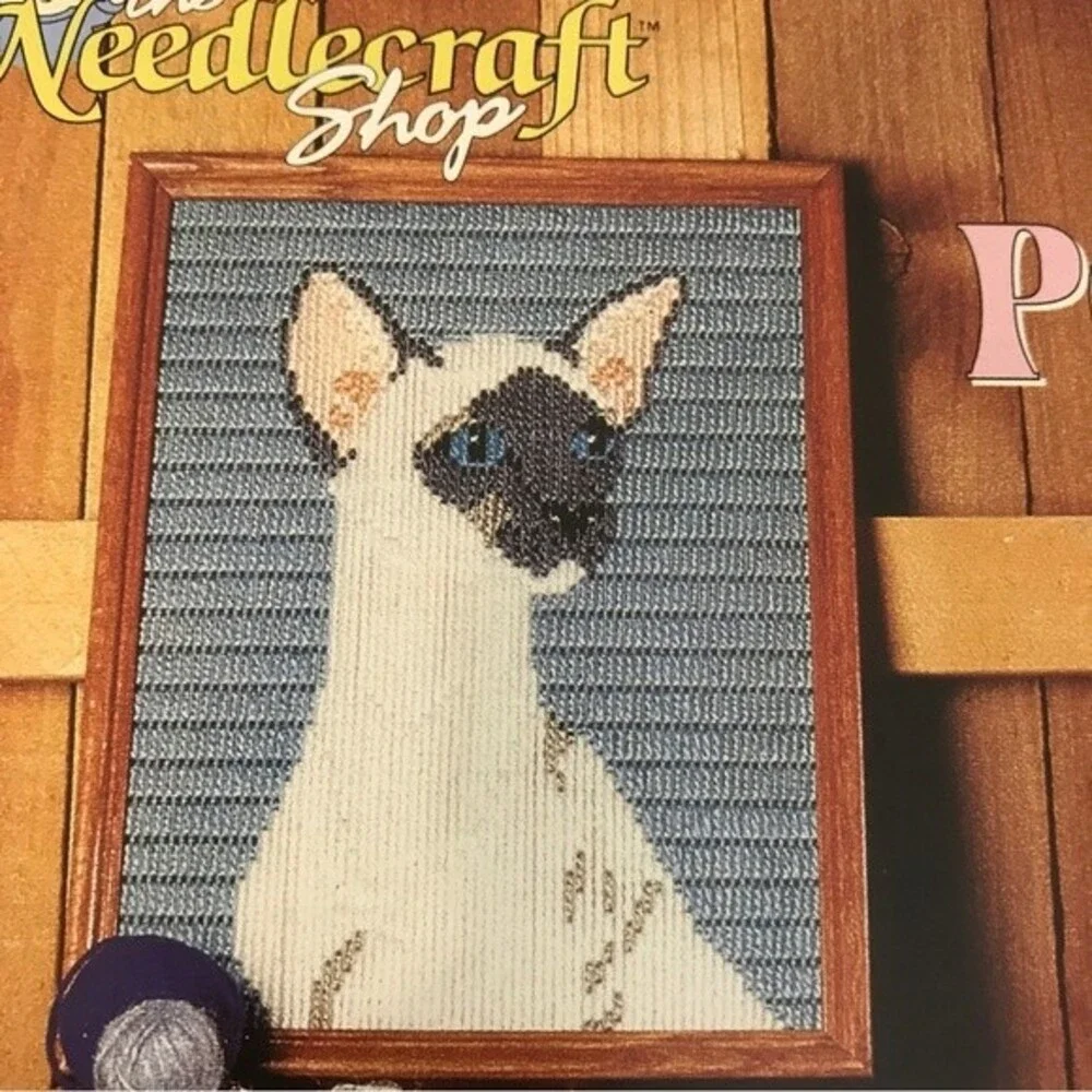 Vintage Plastic Canvas Instruction Booklets Cat Portraits and Poseable Pets